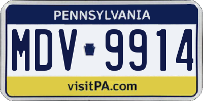 PA license plate MDV9914