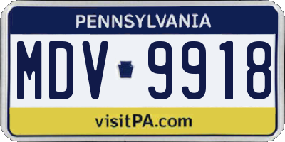 PA license plate MDV9918