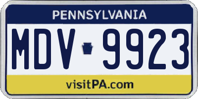 PA license plate MDV9923