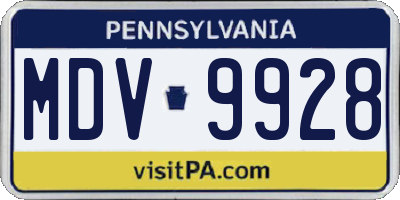 PA license plate MDV9928
