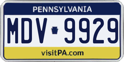 PA license plate MDV9929