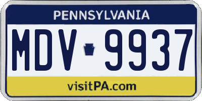 PA license plate MDV9937