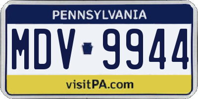 PA license plate MDV9944
