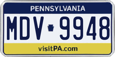 PA license plate MDV9948