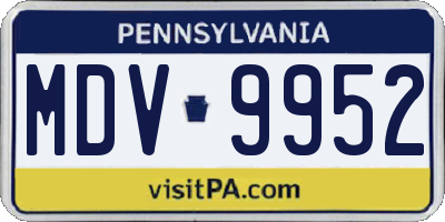 PA license plate MDV9952