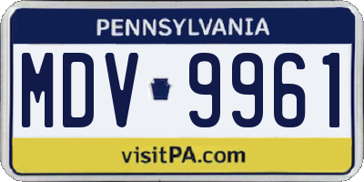 PA license plate MDV9961