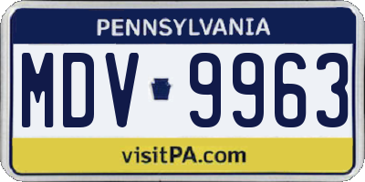 PA license plate MDV9963