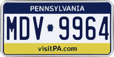 PA license plate MDV9964