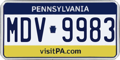 PA license plate MDV9983