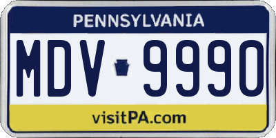 PA license plate MDV9990