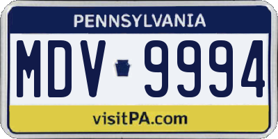PA license plate MDV9994