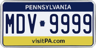 PA license plate MDV9999