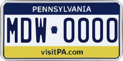 PA license plate MDW0000
