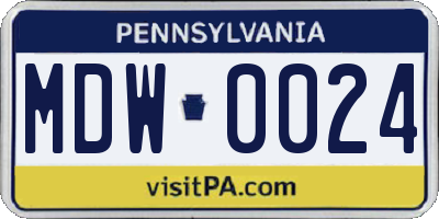 PA license plate MDW0024