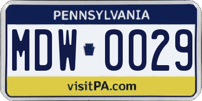 PA license plate MDW0029