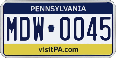 PA license plate MDW0045