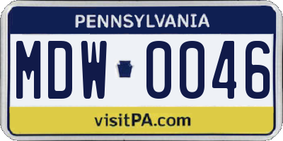 PA license plate MDW0046
