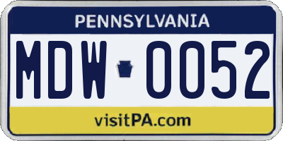 PA license plate MDW0052