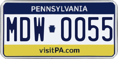 PA license plate MDW0055