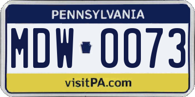 PA license plate MDW0073
