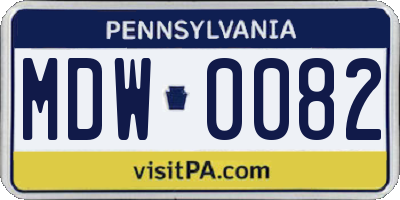 PA license plate MDW0082