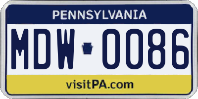 PA license plate MDW0086