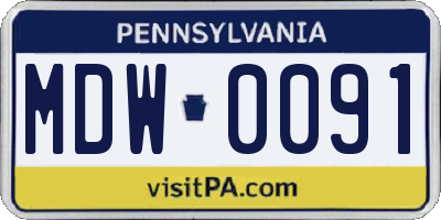 PA license plate MDW0091