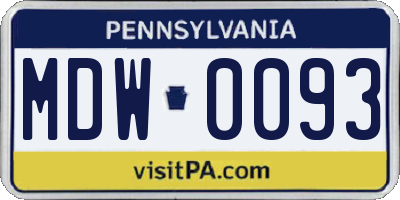 PA license plate MDW0093