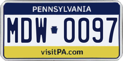 PA license plate MDW0097