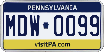 PA license plate MDW0099