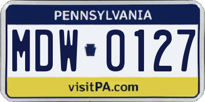 PA license plate MDW0127