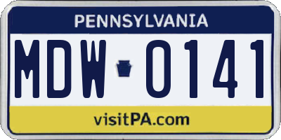 PA license plate MDW0141