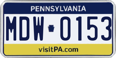 PA license plate MDW0153