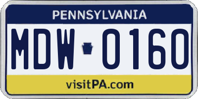 PA license plate MDW0160