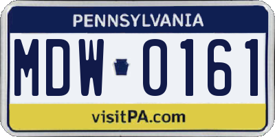 PA license plate MDW0161