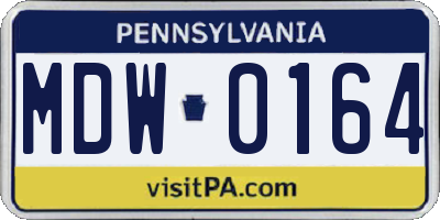 PA license plate MDW0164