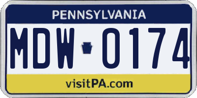 PA license plate MDW0174
