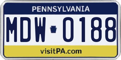 PA license plate MDW0188