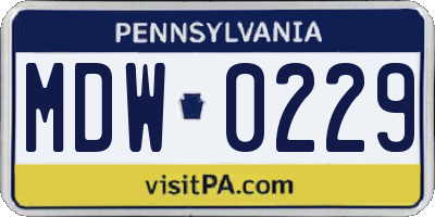 PA license plate MDW0229