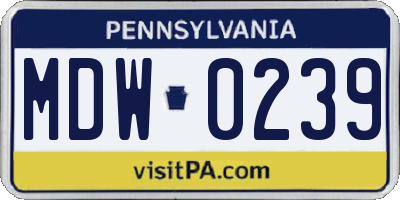 PA license plate MDW0239