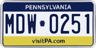 PA license plate MDW0251