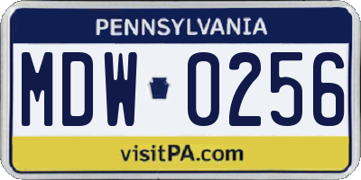 PA license plate MDW0256