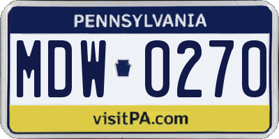 PA license plate MDW0270