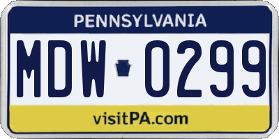 PA license plate MDW0299