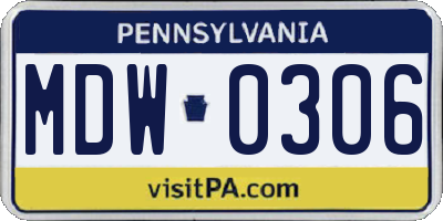 PA license plate MDW0306