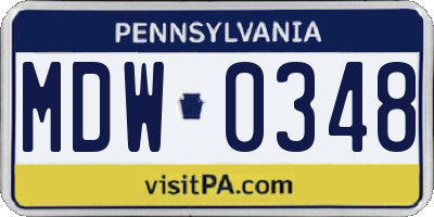 PA license plate MDW0348