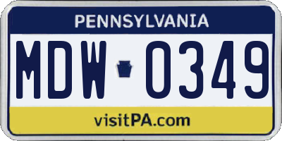 PA license plate MDW0349