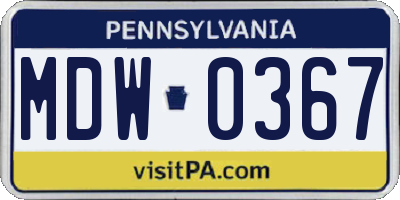 PA license plate MDW0367