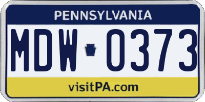PA license plate MDW0373