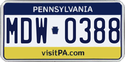 PA license plate MDW0388